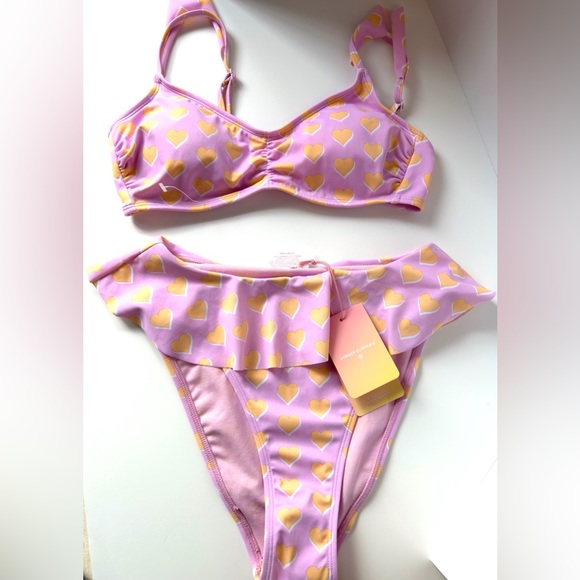 NWT STONEY CLOVER LN Bikini S (4-6) Lilac/Pink W/ padded bra, ruffles 💜🧡 - Picture 16 of 16